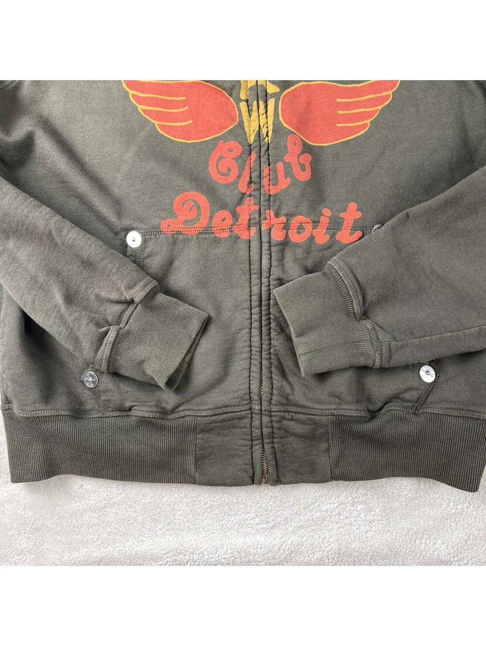 Vintage True Religion Zip Hoodie Mens XXL Green Motorcycle Club Detroit Y2K